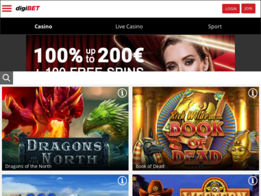 Digibet tablet screenshot